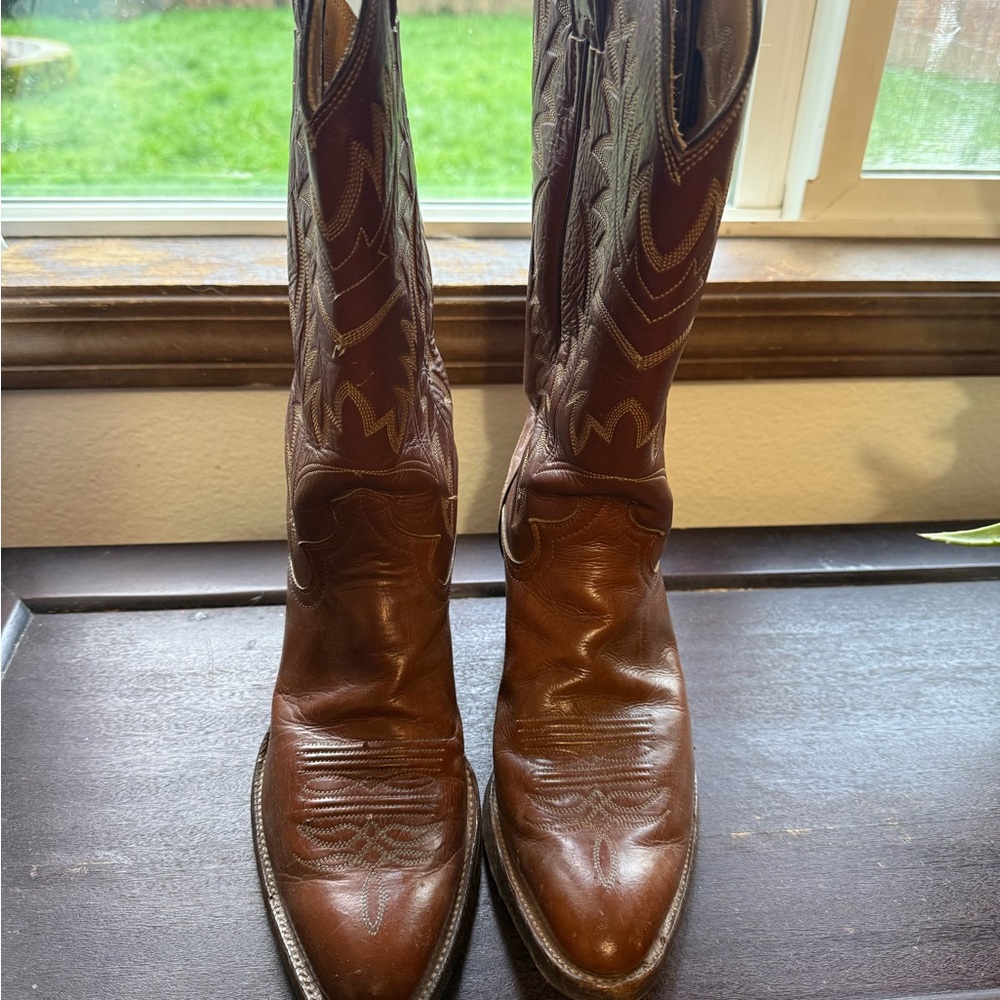 Justin Boots Men's Tan Leather Cowboy Boots